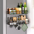 Magnetic Spice Rack for Refrigerator, 2 Pack Metal Magnetic Shelf Black by DTUQYX