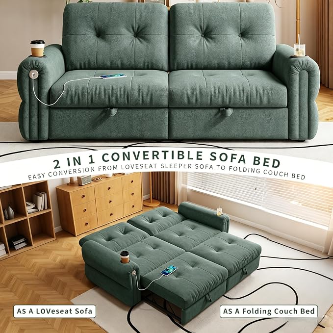 Convertible Couches, Queen Size Pull Out Sofa Bed - Image 3