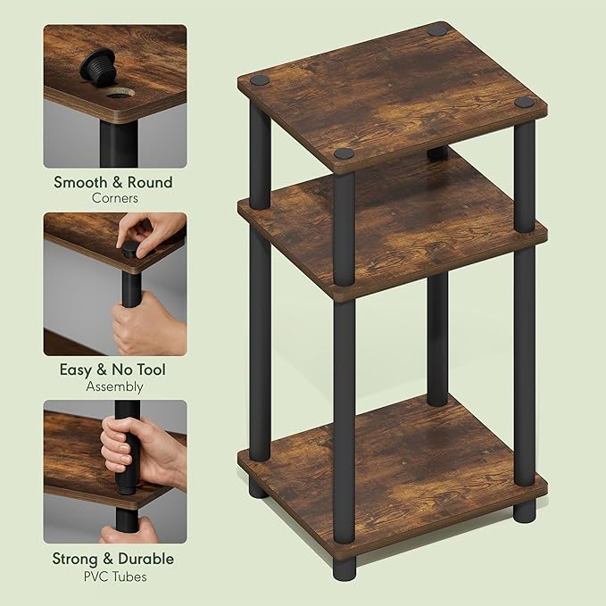 Furinno JUST Side Table, 3-Tier End Table, Open Shelves Night Stand, Bedside - Image 4