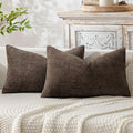 MIULEE Decorative Lumbar Throw Pillow Covers 12x20 Inch Dark Brown 2 Pack | by MIULEE