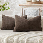 MIULEE Decorative Lumbar Throw Pillow Covers 12x20 Inch Dark Brown 2 Pack | by MIULEE