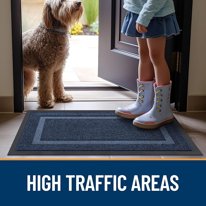 OLANLY Front Door Mat Outside 71x47, All-Season Heavy-Duty Rubber Doormat | Blue - Image 7