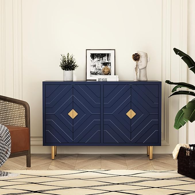 HLR 48" Accent Cabinet with 4 Doors and Shelves, Modern Sideboard Buffet - Image 3