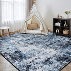 Rugflix 5x8 Area Rugs for Living Room, Washable Navy Blue Dark Large Rug | - Image 8
