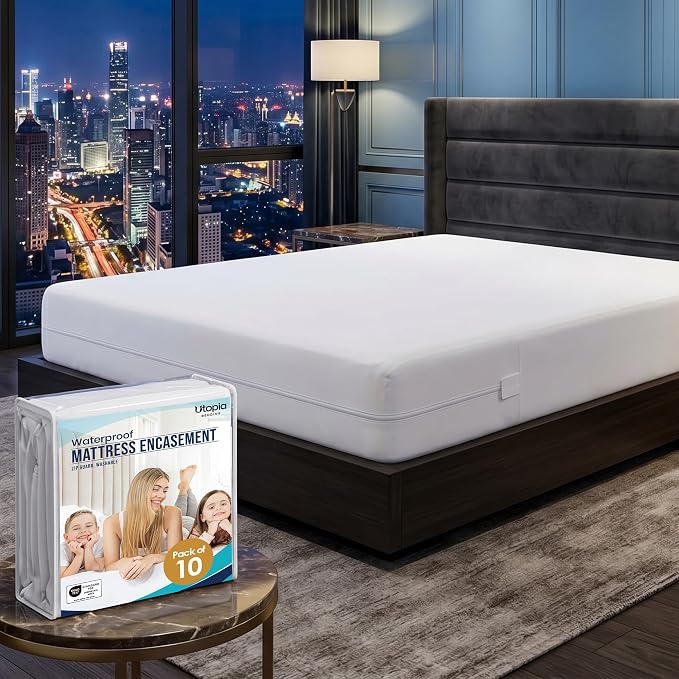 Utopia Bedding Queen Mattress Protector Zippered, 100% Waterproof Bed Bug and by UTOPIABEDDING