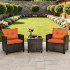 COSTWAY 3PCS Patio Furniture Set, PE Rattan Wicker Sofa w/Washable Cushion and - Image 2