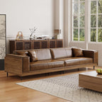 Mid-Century Modern Leather Sofa 111.81" by Gaoyangjiaju
