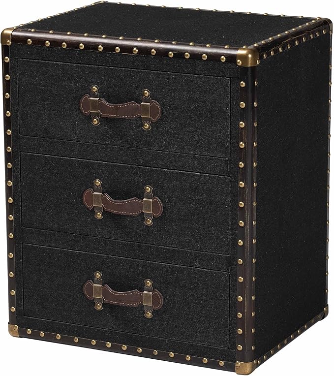 Baxton Studio Mallison Vintage Black Canvas 3-Drawer End Table by BaxtonStudio