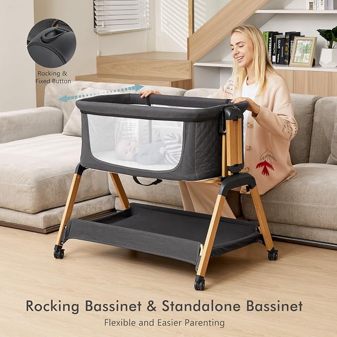 TotRun Bassinet Bedside Sleeper, Rocking Bassinets - Image 4