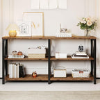 LVB Wood Console Table, Rustic 3 Tier Sofa Table Behind Couch, Industrial Metal - Image 6