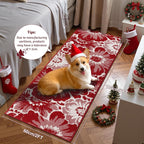 Findosom Christmas Runner Rug 2x6, Non Slip High-Low Textured Floral Washable - Image 2