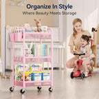 YASONIC 3 Tier Rolling Cart – Metal Utility Storage Cart - Image 7
