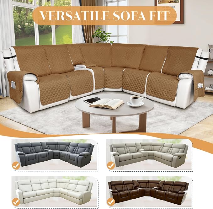 HDCAXKJ 100% Waterproof Reclining Sectional Couch Covers L Shape Recliner Sofa - Image 5