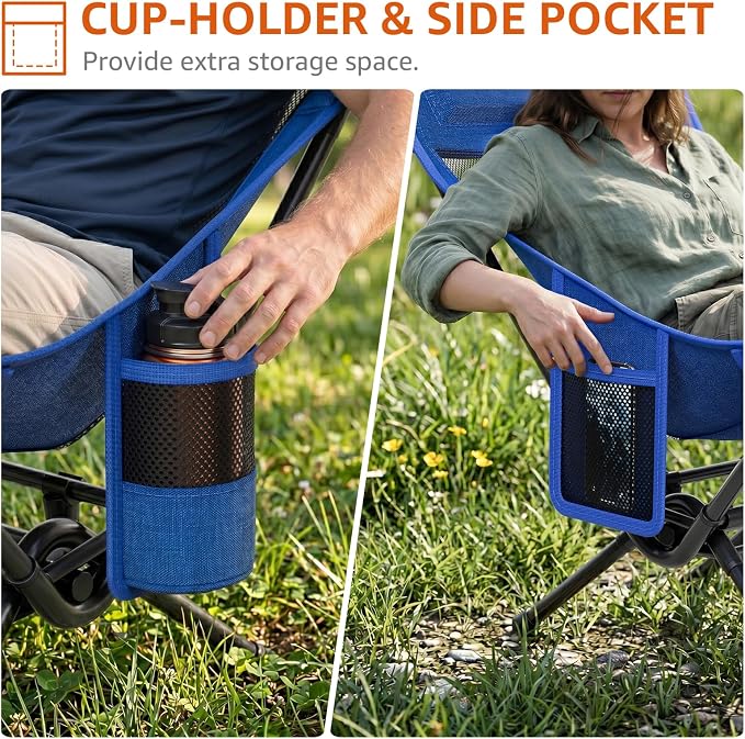 Armless Rocking Camping Chair for Adults, Portable Folding Outdoor Rocker - Image 6