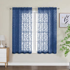 Furman Blue Sheer Curtains 54 Inch Length 2 Panels Set - Image 2