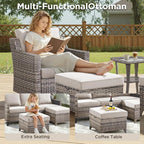 6 Piece Outdoor Patio Wicker Furniture Sets-High Back Outdoor Conversation Set - Image 4