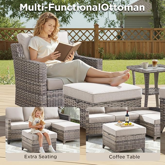 14 Piece Patio Furniture Set-High Back Outdoor Furniture Set Sectional Sofa - Image 4
