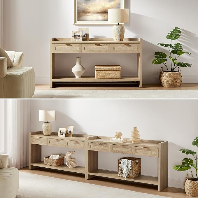 SICOTAS Rattan Console Table Set of 2 - Image 8