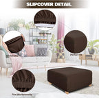 NeColorLife Square Ottoman Cover Jacquard Fabric Ottoman Slipcover Thick - Image 2