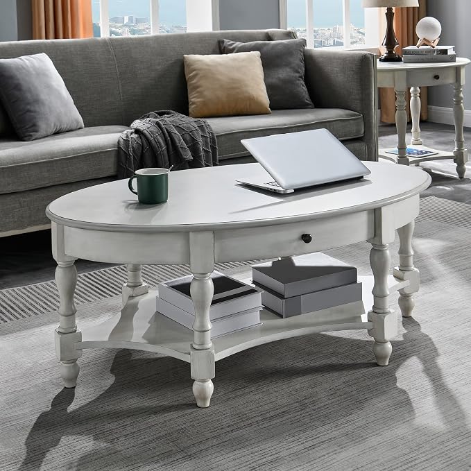 Solid Wood Oval Coffee Table - Image 8