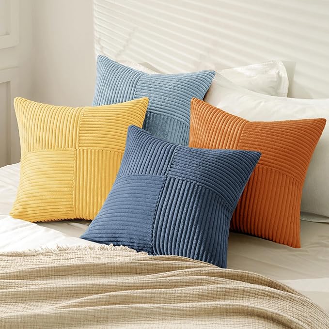 MIULEE Summer Yellow Blue Decorative Throw Pillow Covers 20x20 Inch Set of 4 - Image 4