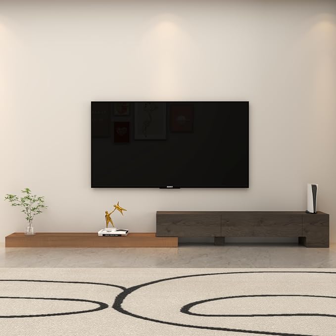 Retractable TV Stand, Solid Wood Minimalist TV Shelf, Mid-Century TV Console - Image 9