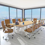 Home Office Chair Ribbed, Modern Leather Conference Waiting Room Chairs - Image 2