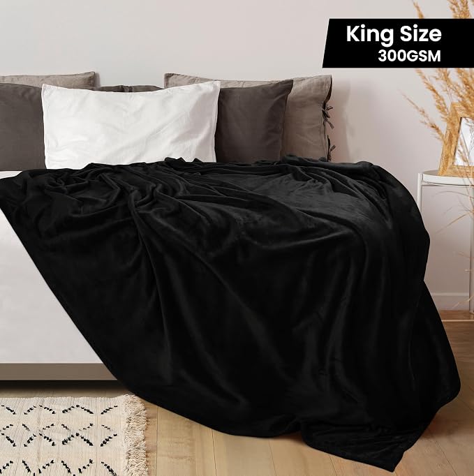 Utopia Bedding Ultra Soft Fleece Bed Blanket King Size Black | Microfiber Plush - Image 2