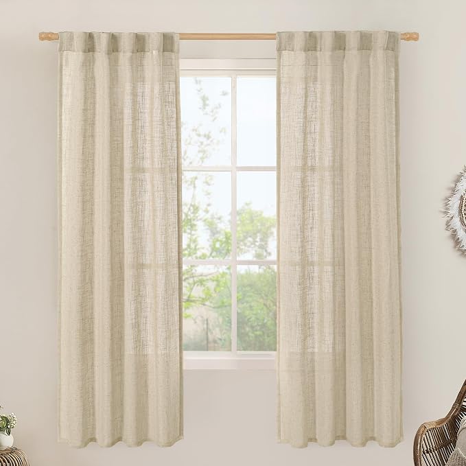 Light Filtering Linen Curtains 72 inches Long by LAMIT