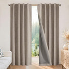 Joydeco 100% Blackout Curtains for Bedroom，Natural Linen Curtains, Thermal by JOYDECO