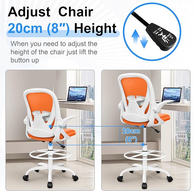 Primy Drafting Chair Tall Office Chair - Image 6
