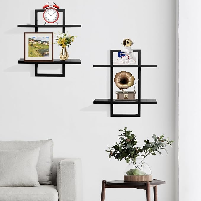 PHOENANCEE Floating Shelves for Wall, Display Hanging Shelf Set of 2, Modern - Image 4