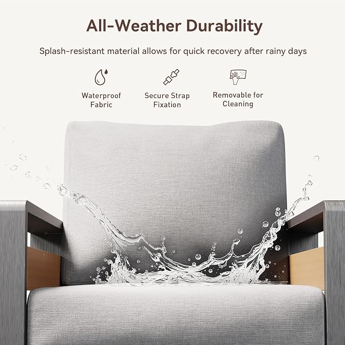 Aoxun Aluminum Patio Furniture Set, 5 Seats Luxury Metal Patio Conversation Sets - Image 6