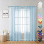 Sky Blue Sheer Curtains 72 Inches Length 2 Panels, Lightweight Dual Rod Pockets by Lecloud