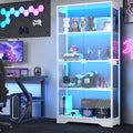 knoworld Display Cabinet with Glass Doors, 4-Tier Glass Display Case with 15mm by KNOWORLD
