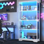 knoworld Display Cabinet with Glass Doors, 4-Tier Glass Display Case with 15mm by KNOWORLD