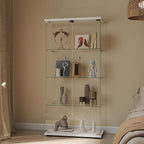 Display Cabinet with Glass Door and Lock, 4-Shelf Curio Cabinets with 5mm by glassdisplaycabinet