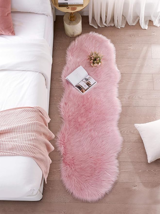 SERISSA 2x6 Fluffy Pink Faux Fur Area Rug - Image 2