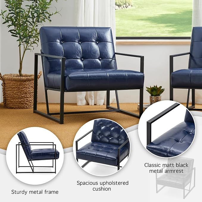 Glitzhome Mid Century Modern Accent Chair, Modern Living Room Chairs - Image 5