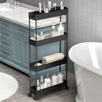 SPACELEAD Slim Storage Cart 4 Tier, Bathroom Organizer Rolling Utility by Home