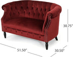 GDFStudio Melaina Tufted Chesterfield Velvet Loveseat - Image 2