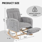 NIOIIKIT Nursery Rocking Chair, Corduroy Upholstered Rocking Chair - Image 2