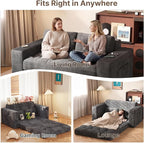 Gizoon Boneless Convertible Floor Sofa Bed, Corduroy 2 Seater Lounge Sleeper - Image 3