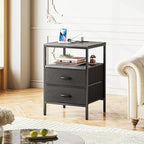 Huuger Night Stand with Charger Station, 27.7 Inch Tall Nightstand, Bed Side - Image 8