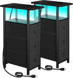 LOAKEKEL Narrow End Tables Living Room Set of 2 by LOAKEKEL