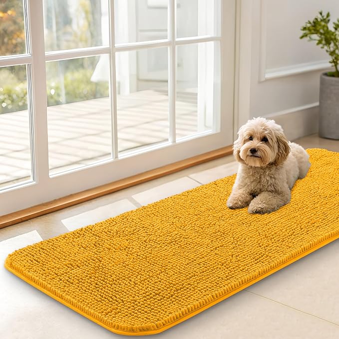 OLANLY Dog Door Mat for Muddy Paws 47x17, Super Absorbent Chenille Mud Mat | by OLANLY
