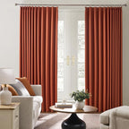 Burnt Orange Blackout Pleated Curtains Short 2 Panels Set 45 Inch Length - Image 4