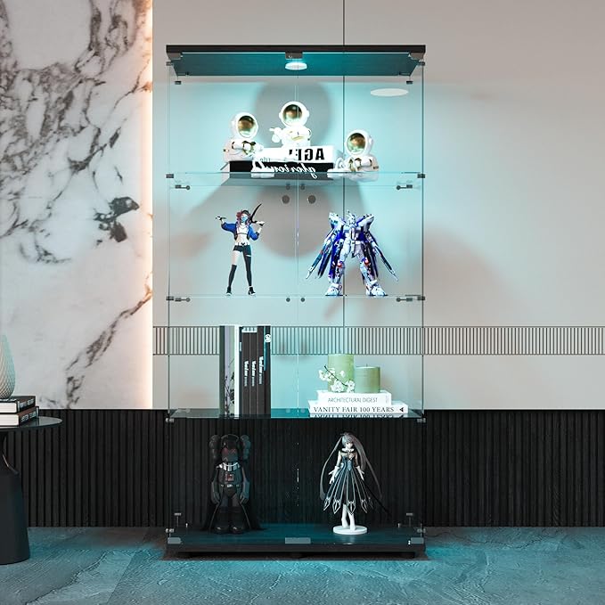 FLYMUHJIA 4-Shelf Tempered Glass Display Cabinet - Image 4