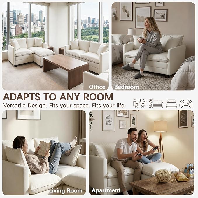 Loveseat Sofa with Ottoman, Comfy Chenille Small Couch - Image 7