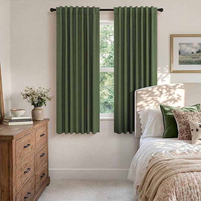 Pitalk Olive Green Blackout Curtains 63 Inch Length 2 Panel - Image 3